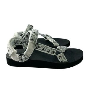 YOCII‎ Women's Black White Zigzag Pattern Platform Sport Sandals Size 38